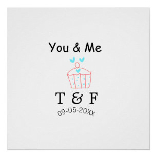 Jij en ik liefde cupcake rode valentijnsdag naam perfect poster