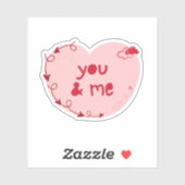 Jij en ik met een leuk hart op Valentijnsdag Sticker (Vel)