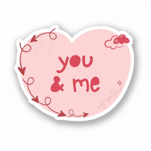 Jij en ik met een leuk hart op Valentijnsdag Sticker (Voorkant)