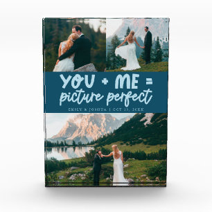 Jij en ik, perfect pasgetrouwd, turquoise fotoblokken
