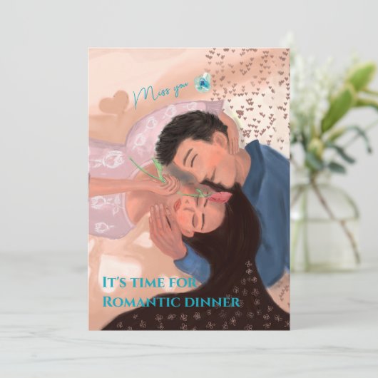 Jij en ik romantisch diner kaart (Staand voorkant)