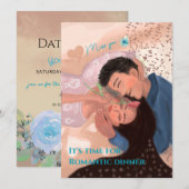 Jij en ik romantisch diner kaart (Voorkant / Achterkant)