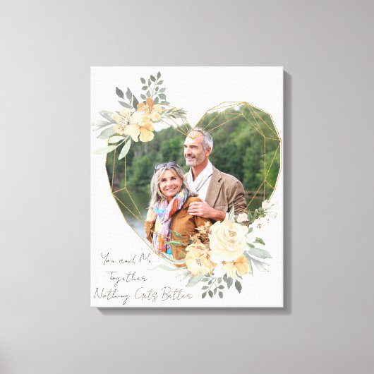 Jij en ik samen Heart Shape Gold Photo Lijst Canvas Afdruk (Voorkant)