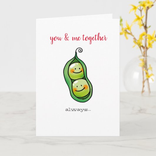 Jij en ik samen (twee erwten in een pod) kaart (Gele Bloem)
