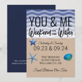 Jij en ik Weekend op de wateruitnodiging Kaart (Voorkant / Achterkant)
