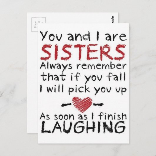 Jij en ik zijn Sisters Design Briefkaart (Voorkant / Achterkant)