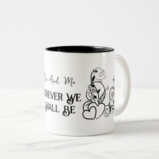 Jij en ik zullen voor altijd Valentijnsdag zijn Tweekleurige Koffiemok (Voorkant rechts)