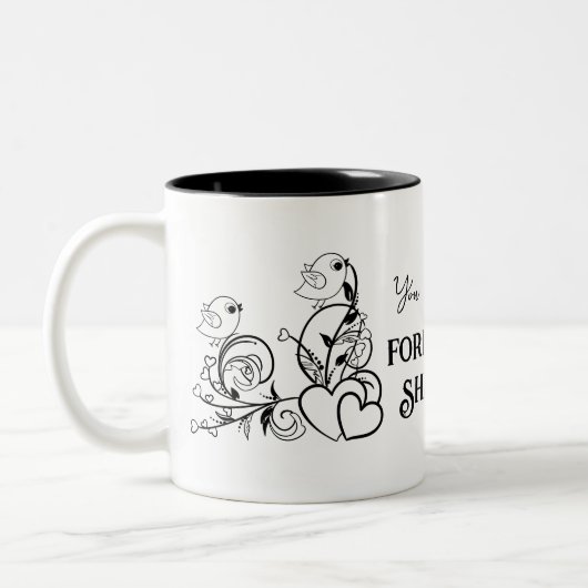 Jij en ik zullen voor altijd Valentijnsdag zijn Tweekleurige Koffiemok (Links)