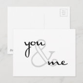 jij en ik zwart wit modern briefkaart (Voorkant / Achterkant)