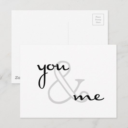 jij en ik zwart wit modern briefkaart (Voorkant / Achterkant)