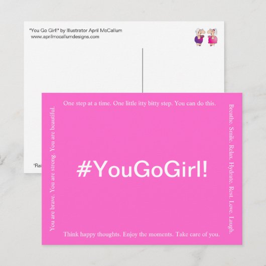 JIJ GAAT MEID! Borstkanker Briefkaart (Voorkant / Achterkant)