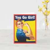 Jij gaat Meisje met de klassieke Rosie de riveter Kaart (Gele Bloem)