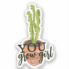Jij Groeit Meisje Handgetekende Cactus Plant Sticker