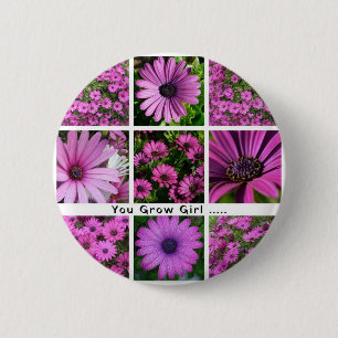 Jij Groeit Meisje Pun Daisy Congratulatie Collage Ronde Button 5,7 Cm