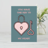 Jij hebt de sleutel tot mijn hart Valentijn Feestdagenkaart (Staand voorkant)