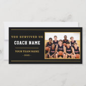 Jij Heeft Ons Overleefd Coach Grappige Foto Bedankkaart (Voorkant)