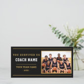 Jij Heeft Ons Overleefd Coach Grappige Foto Bedankkaart (Staand voorkant)