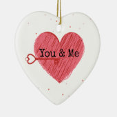 Jij & ik Cute Key en Red Heart Valentijnsdag Keramisch Ornament (Rechts)