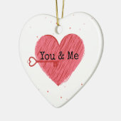 Jij & ik Cute Key en Red Heart Valentijnsdag Keramisch Ornament (Links)