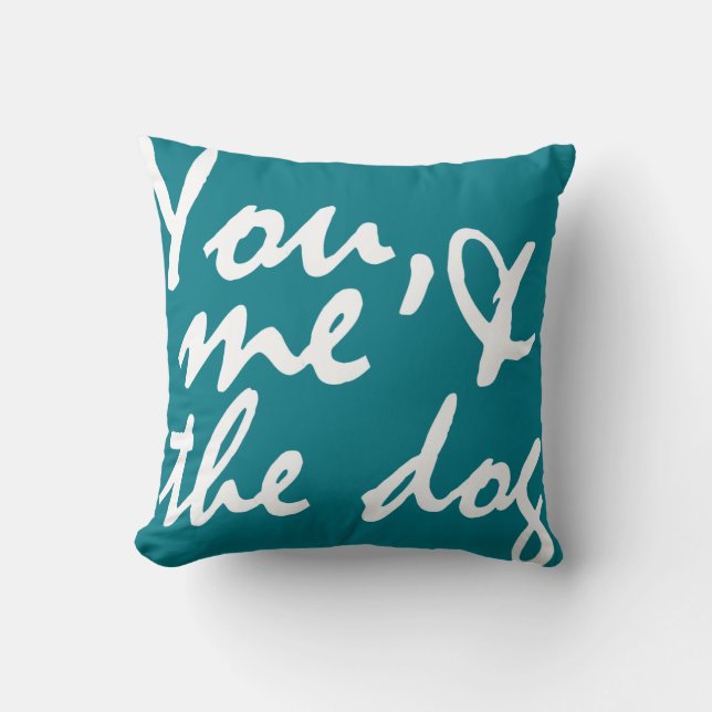 Jij, ik en de hond - kleurrijke kussen (Voorkant)