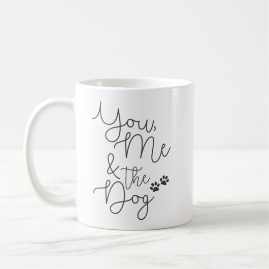 Jij, ik en de Hond, Minimalist zwart-wit Koffiemok (Links)