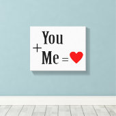 Jij + ik = liefde T-shirt Canvas Afdruk (Insitu (Houten vloer))