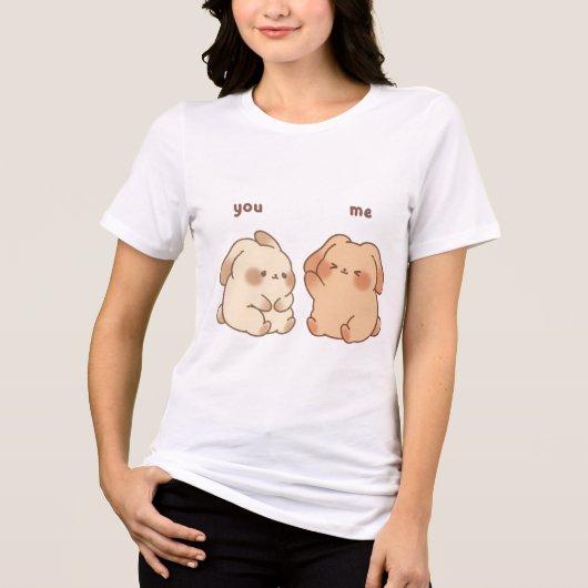 Jij & Ik Schattig Konijn Dames T-Shirt (Voorkant)