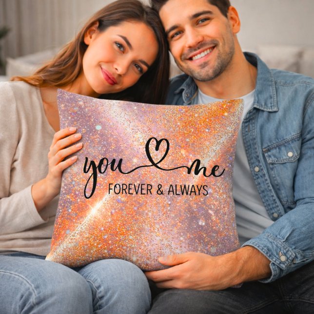 Jij Ik Voor Altijd en Altijd Glitter Romantisch Kussen (Creator heeft geüpload)