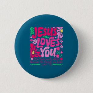 Jij Jezus Boho Bloemig Religieus Geloof Ronde Button 5,7 Cm