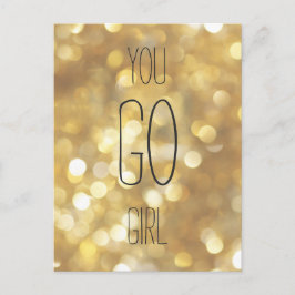 Jij Kan Het Meid - Gouden Glitter Inspirerende Spr Briefkaart