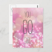 Jij Kan Het - Roze Vonken Inspirerende Spreuk Briefkaart (Voorkant / Achterkant)