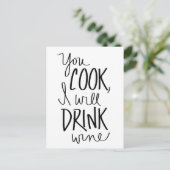 "Jij kook, ik zal wijn drinken" briefkaart (Staand voorkant)