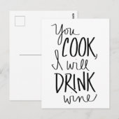 "Jij kook, ik zal wijn drinken" briefkaart (Voorkant / Achterkant)