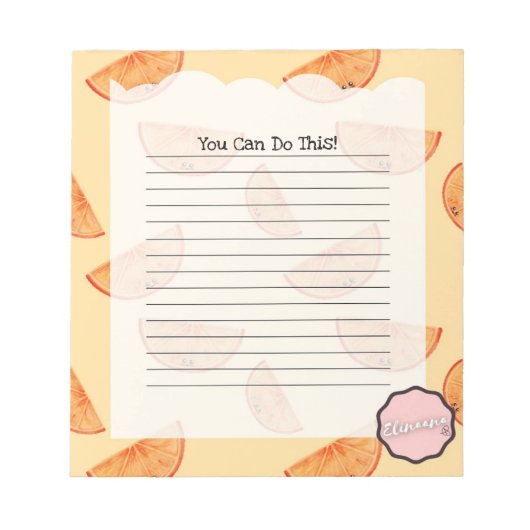 Jij kunt dit, aanpasbare oranje notitieblok (Voorkant)