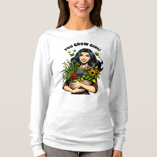 Jij kweekt meisje | Grappige Retro Plant-liefhebbe T-shirt (Voorkant)