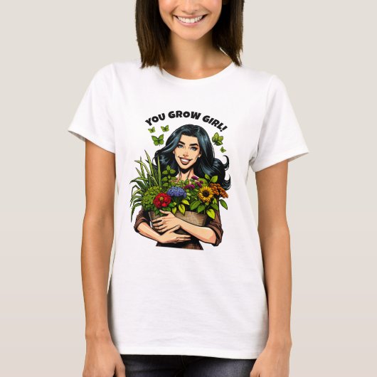 Jij kweekt meisje | Grappige Retro Plant-liefhebbe T-shirt (Voorkant)
