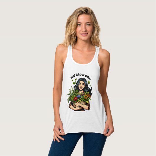 Jij kweekt meisje | Grappige Retro Plant-liefhebbe Tanktop (Volledige Voorkant)