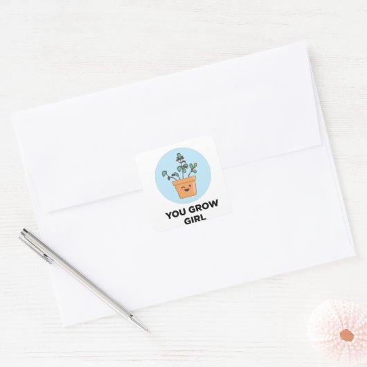 Jij kweekt Meisje Vierkante Sticker (Envelop)