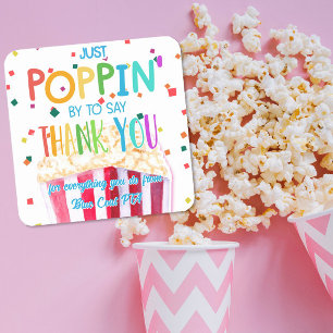 jij laat me knallen dankjewel popcorn vrijwilliger vierkante sticker