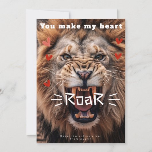 Jij laat mijn hart grappig brullen op valentijnsda feestdagenkaart (Voorkant)