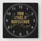 Jij maakt het verschil tussen muzikanten vierkante klok (Voorkant)