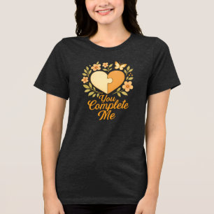 Jij Maakt Me Compleet – Romantische Bloemenpuzzel Tri-Blend Shirt