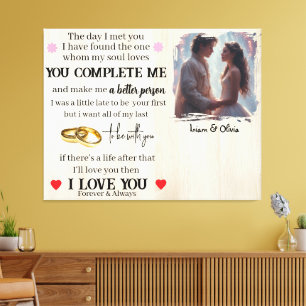 Jij Maakt Mij Compleet Aangepaste Foto Huwelijksju Canvas Afdruk