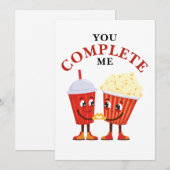 Jij maakt mij compleet Popcorn Frisdrank grap Gelu Feestdagenkaart (Voorkant / Achterkant)