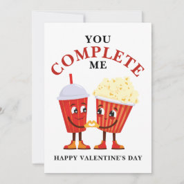 Jij maakt mij compleet Popcorn Frisdrank Valentijn Feestdagenkaart