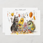 Jij monster! Halloweenfeest Kaart (Voorkant / Achterkant)