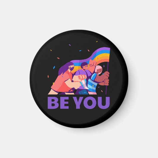 Jij ook. LGBT+Pride. Regenboogvlag Magneet (Voorkant)