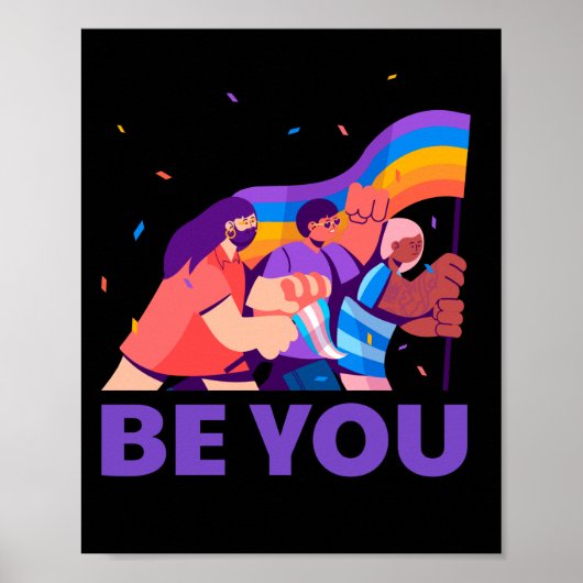 Jij ook. LGBT+Pride. Regenboogvlag Poster (Voorkant)