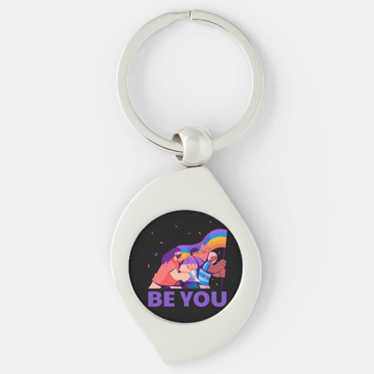 Jij ook. LGBT+Pride. Regenboogvlag Sleutelhanger (Voorkant)