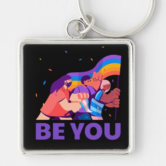 Jij ook. LGBT+Pride. Regenboogvlag Sleutelhanger (Voorkant)